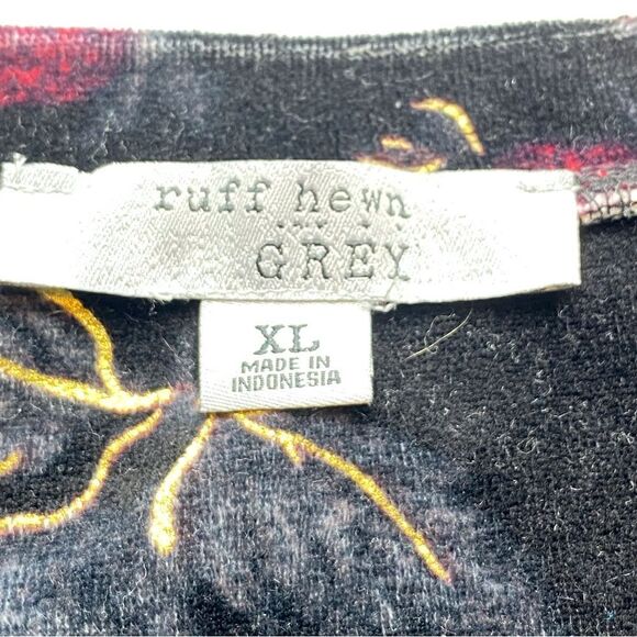 Ruff Hewn Grey Collection Velour Floral Long Sleeve Top Size XL - Picture 3 of 10